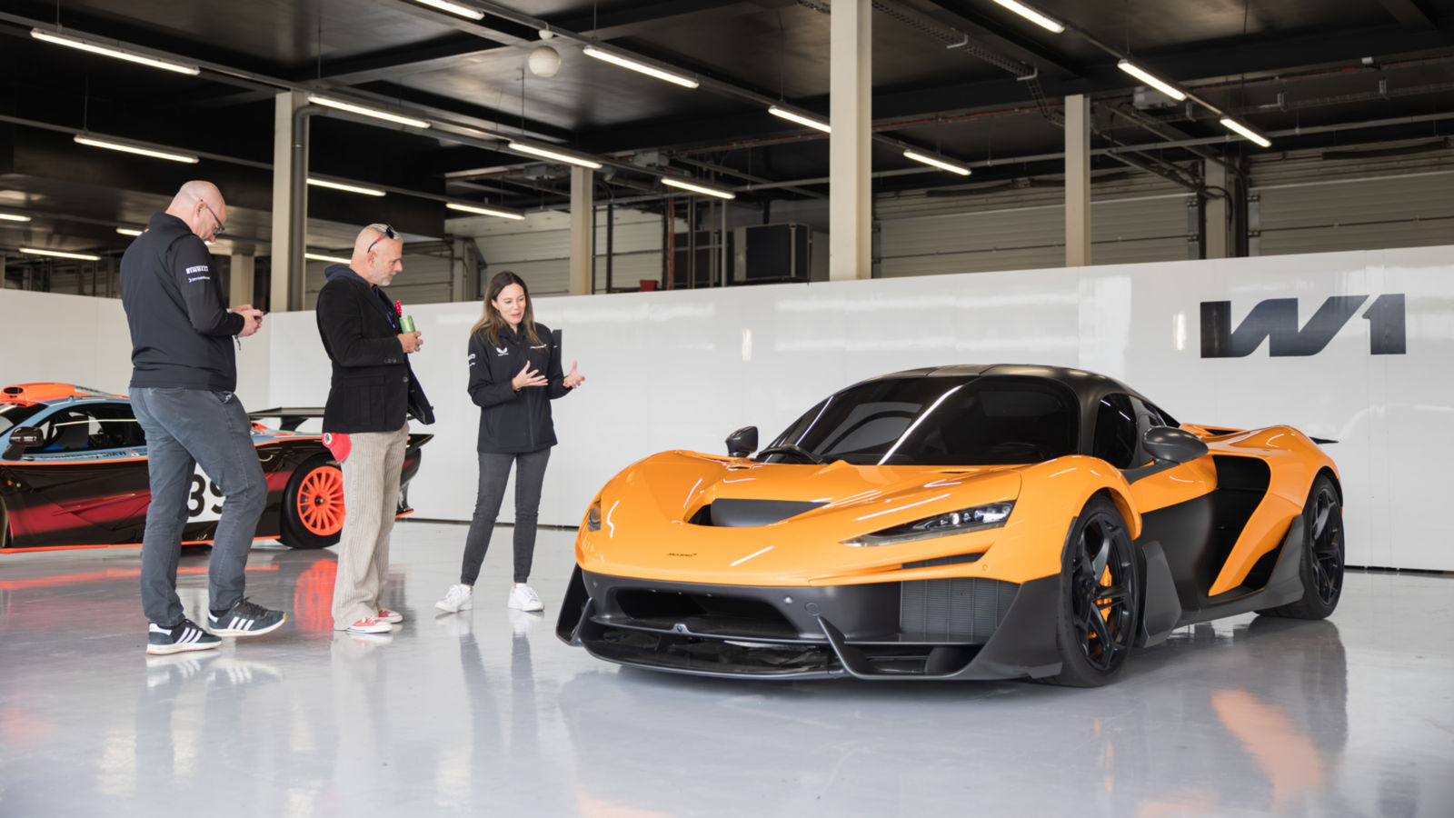 The McLaren Solus GT driving along the trackside of Silverstone.